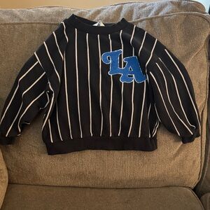 H&M Kids Black and White Striped Sweatshirt with Blue Accent